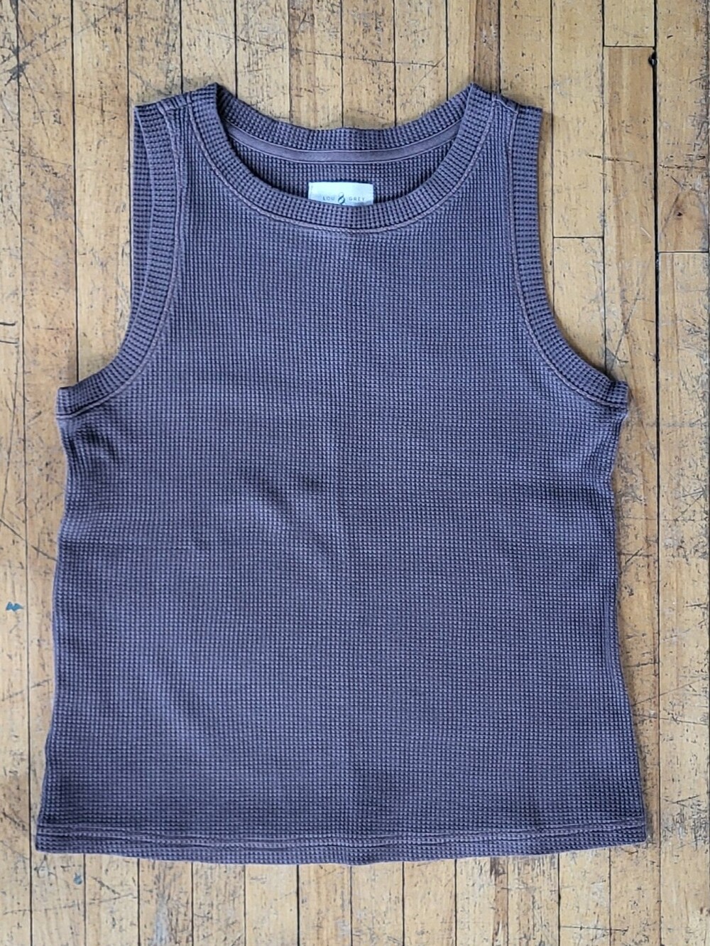 Lou & Grey Waffle Knit Muscle Tank Top - Taupe Brown NWOT S